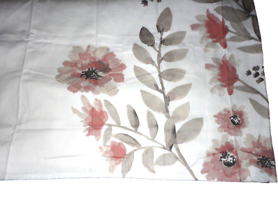 THRESHOLD BLOOM FLAT WEAVE CORAL FLORAL GRAY WHITE (1) SHOWER CURTAIN 72 X 71