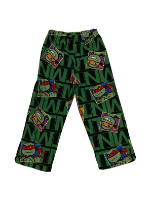 TMNT Teenage Mutant Ninja Turtles Sleepwear Pants Pjs Green Boys SZ EUC  - Main Image