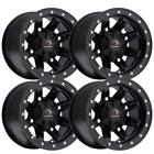(Set-4) Vision Atv 550 Five Fifty 14x7 4x110 3mm Matte Black Wheels 14 inch