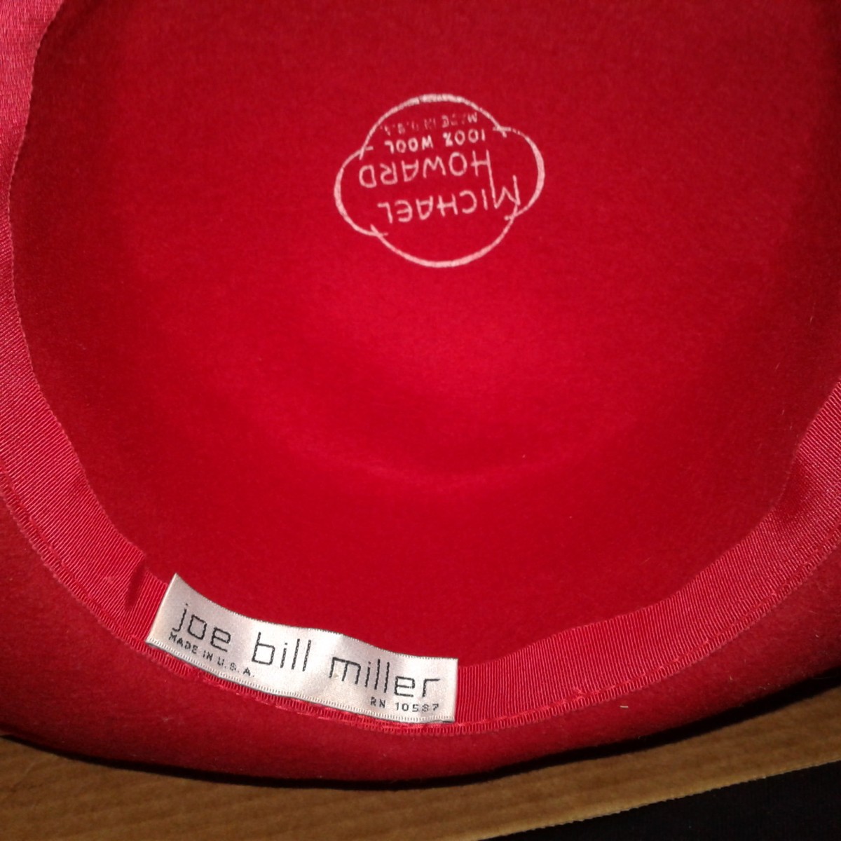 Michael Howard 100% wool hat red Joe bill miller Joe Bill Miller Michael Howard Feathered Wool Felt Hat - Etsy main image 2