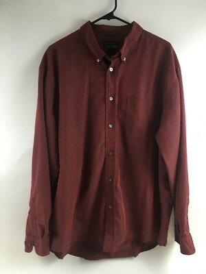 Cezani Shirt Men's Size Extra Large Red Marron Striped Button Down Long Sleeve