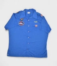 Vintage King Louie Shirt Mens L Bowling Patches Chain Stitch Blue 80s Champion