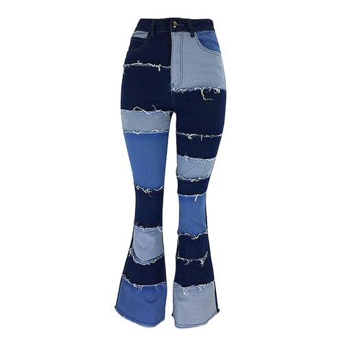 Women Flared Jeans Patchwork Jeans 