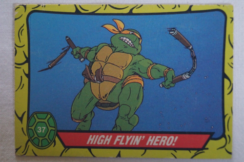 Teenage Mutant Ninja Turtles 1989 Topps TV Cartoon Scene Card High Flyin Hero - Picture 1 of 4