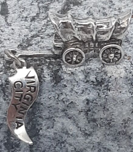 Sterling Silver Miners Wagon Virginia City Charm
