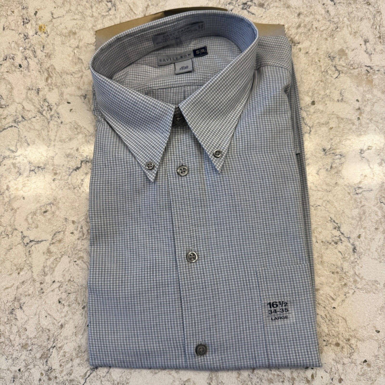 Camicia elegante blu a quadri grande Savile Fila nuova con etichette collo 16 1 2