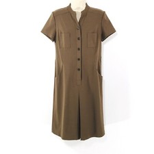 Vtg Talbots Shirt Dress Sz 4 Stretch Button Front 4 Pockets Pleated Back Classic