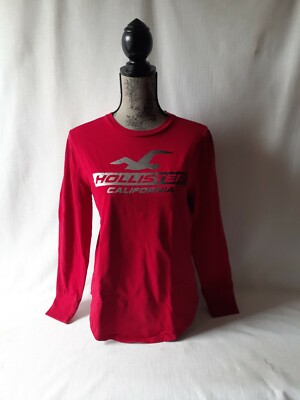 Hollister women's red long sleeve graphic tee shirt size S