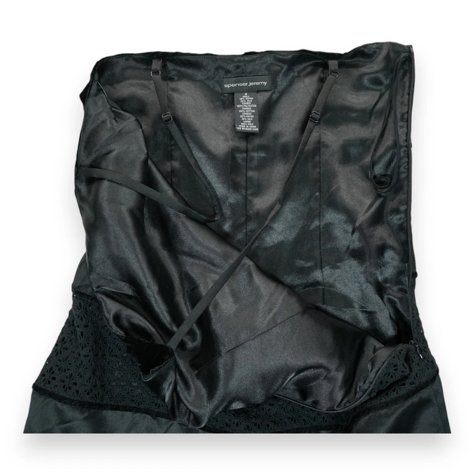 Nuevo con etiquetas Vestido Spencer Jeremy Sin Mangas Para Mujer Negro Talla 4 ~ Patrón Floral Foto 3 de 4