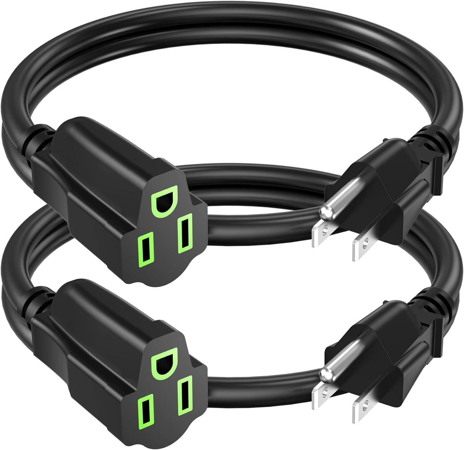 Power Extension Cord 1.5FT/18Inch(2 Pack), Short 3 Prong 1.5 FT, 2 PACK-image