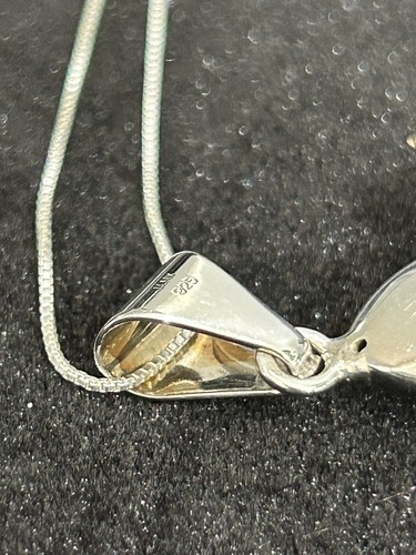 Vintage Gold Flower Pendant 2 Toned on 16" Silver Box Chain, 1758 ✩ AR - Foto 11 di 12