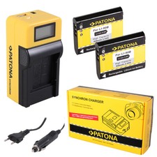 2x Batteria Patona + caricabatteria Synchron LCD USB per Olympus TG-1,TG-5