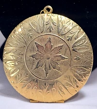 Vintage Gold Victorian Revival Art Nouveau Floral Locket Pendant