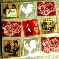 Servietten Ostern Hahn Rose Herzen Rot Braun Weiß 20 Stk 33X33 Cm Neu