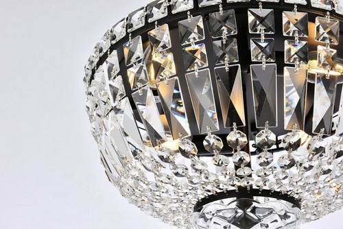 Chandelier Crystal Flush Mount Light Black Dining Room Bedroom Bathroom Lighting - Picture 5 of 8