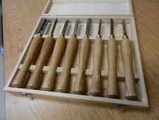 8 Piece HSS Lathe Wood Turning Chisels W/ Box Used 11 1/2" Long Unbranded