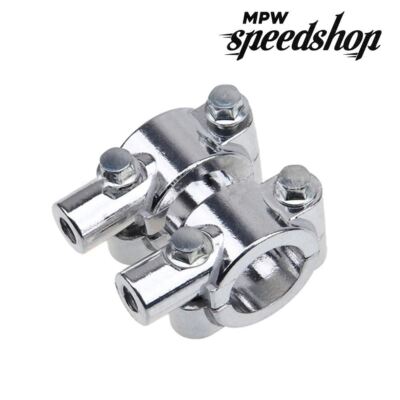 2x 10 mm Motorrad Lenker Spiegel Halterung Adapter Klemme 7/8 22 mm - Chrom
