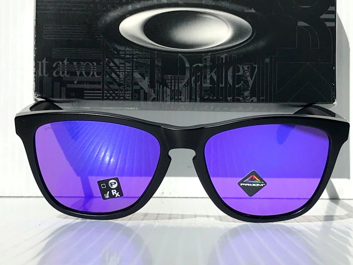 I udlandet fordel indlogering NEW* Oakley Frogskins BLACK Matte w PRIZM Purple VIOLET Iridium Sunglass  9013-H6 | eBay