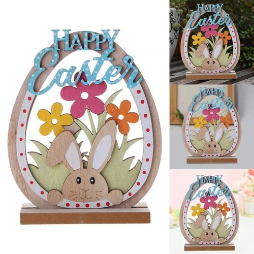 Wooden Easter Rabbit Table Decorations Spring Eggs Shelf for Home Kitchen Office - Picture 2 of 8