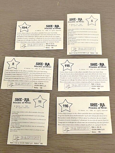 1986 She-Ra SHINY FOIL Sticker Album Trading Card # 154, 5, 8, 115, ,116 & 11 - Picture 2 of 2
