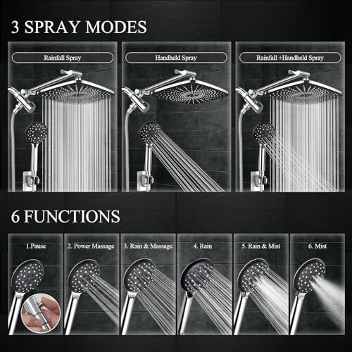 12 Inch High Pressure Rain Shower Head Combo with Extension Arm- Wide ...