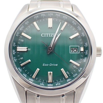 Citizen CB0261-53W World Time Eco Drive Titanium Green Dial Mens Watch