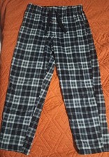 Black and Grey Fleece Pajama Pants with Pockets Men's Size 32-34