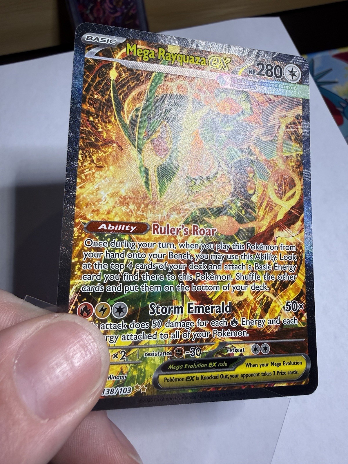 Cleanning Hand Sign Pokemon Mega Rayquaza EX SIR! Prerelease Delta Reign Top Chase Clean ...