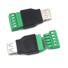 2 PCS USB 2.0 5 Pin Female Terminal Block Connector Bolt Solderless Adapter