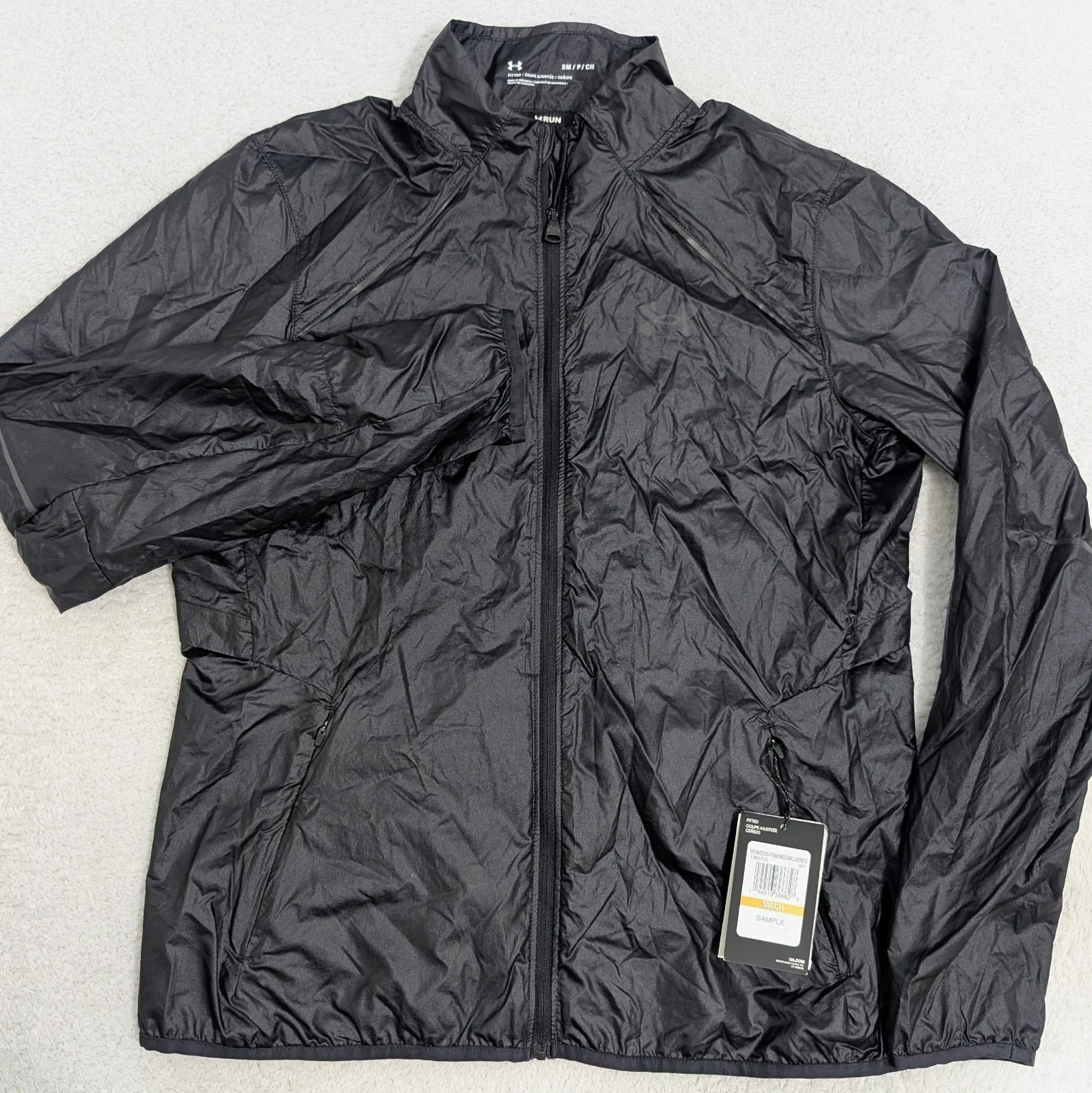 NEW Under Armour Women's S/P Unstoppable Storm Run Crop Jacket Black SAMPLE