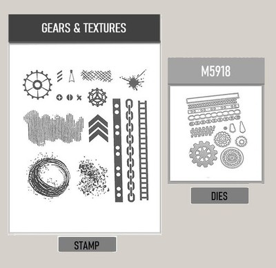 GEARS & TEXTURES Stamp and Metal Cutting Dies for DIY Handmade Cards Scrapbook