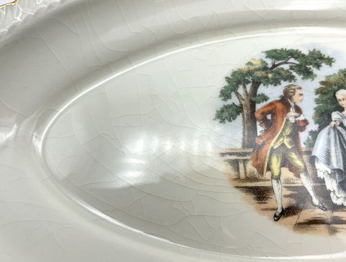 Harker Pottery Company Porcelain Plate 22k Gold Trim Courting Couple - Picture 5 of 5