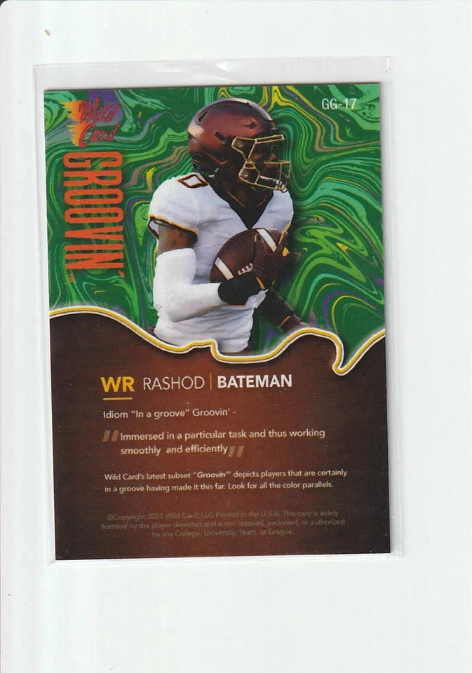2021 WILD CARD #GG-17 RASHOD BATEMAN GROOVIN ALLUMINATION 5/5 HOLO LUX - Image 2 of 2