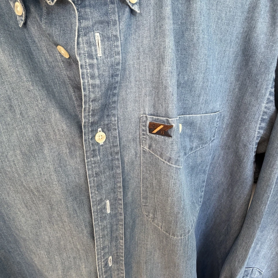 Cutter & Buck Mens Shirt L Denim Chambray Long Sleeve Button Front - Image 2 of 4