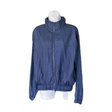 Bodyforce SS Bodywear Women's Size Med Nylon Krinkle Navy Zip Front Jacket