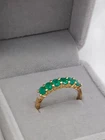 Vintage BBJ 18k gold on Sterling 6 Oval Emerald 2 Diamond Accent Ring Sz8.75