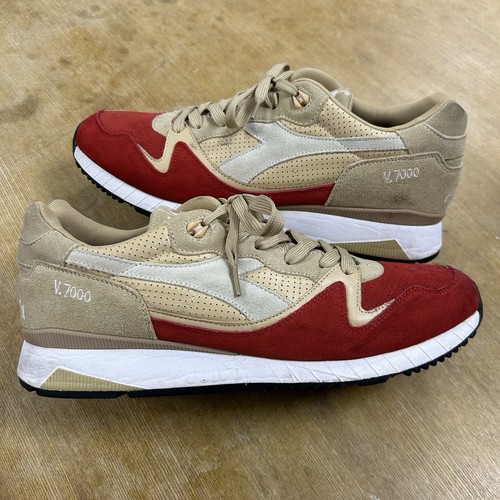 Diadora V7000 Golden Straw Red Beige Suede Sneakers Shoes Men’s Size 13 (stains)