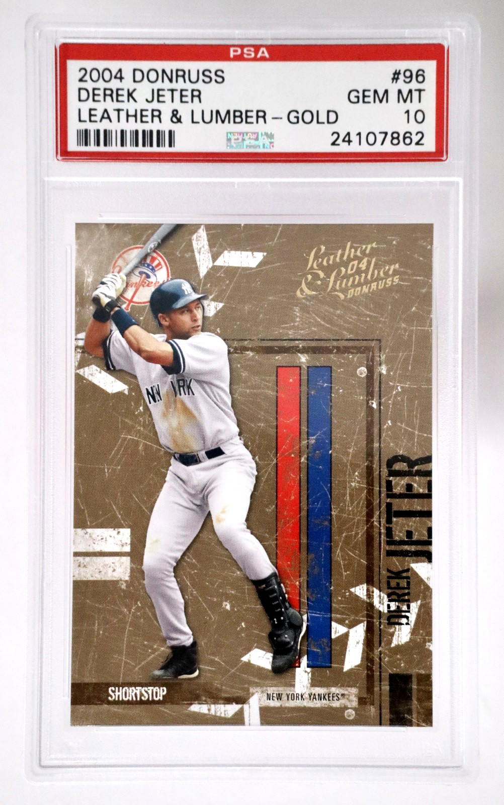 2004 Donruss Leather & Lumber Derek Jeter Gold PSA 10 Gem Mint Yankees #96 RA1