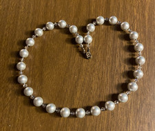 Vintage Silver Lucite & Glass Ball Single Strand Choker Necklace 17"