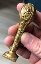 Ancien Beau Cachet Tampon Bronze doré Monogramme