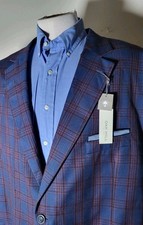 NWT Oak Hill 3XLT 54R 56R Red Blue Glen Check 4-SEASONS Blazer Jacket Sport Coat