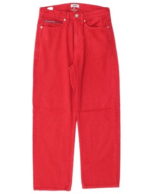 Tommy Hilfiger Damen Crop High Rise Straight Jeans W30 L25 Rot Baumwolle CI14