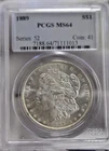 1889 US Morgan Silver Dollar $1 PCGS MS64