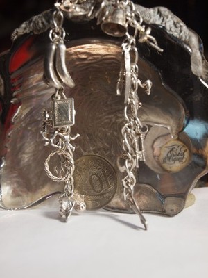 VINTAGE 925 STERLING SILVER CHARM BRACELET WITH 15 CHARMS - LENGTH : 19 CM