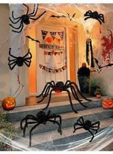 Halloween Plush Spider's Set Scary Fake Spiders Indoor Or Outdoors