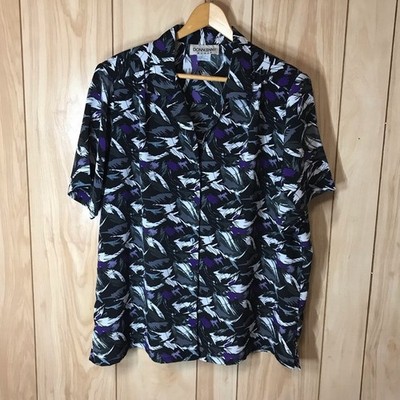 Donnkenny Vintage Blue & Gray Button-Down Short Sleeve Top
