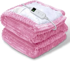 Electric Heated Blanket Throw, Heating Blanket Throw with 4 Timer Settings & 6 H