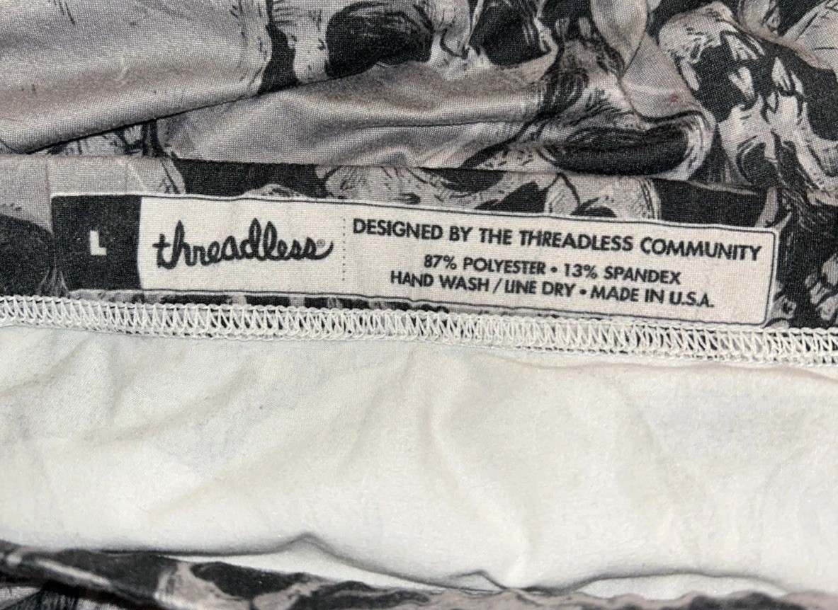 Threadless Large Skull Pattern Pull On Gray & Bla… - image 3