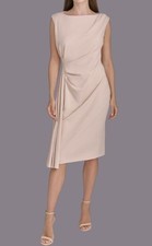 $139 Halston Women's Ruched Draped Sheath Dress Size: 6US - Rose Champagne