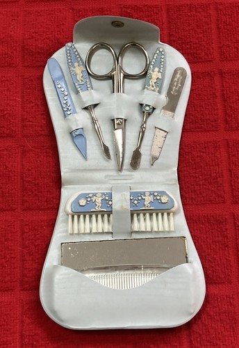 JUEGO DE MANICURA VINTAGE AZUL WEDGWOOD JASPE/INGLATERRA - Imagen 24 de 24